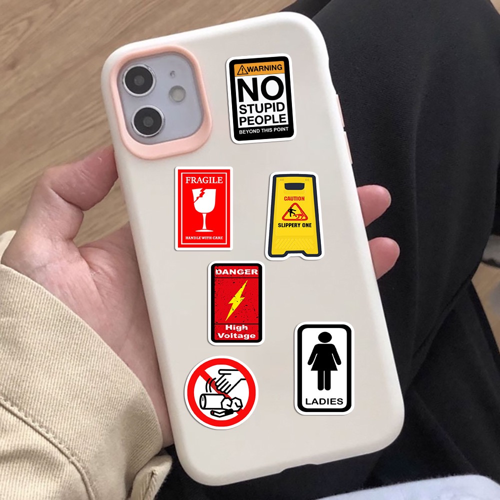 10/50/100PCS Waarschuwingspatroon Teken Stickers Pack DIY Skateboard Motorfiets Koffer Briefpapier Decals Decor Telefoon Laptop Speelgoed