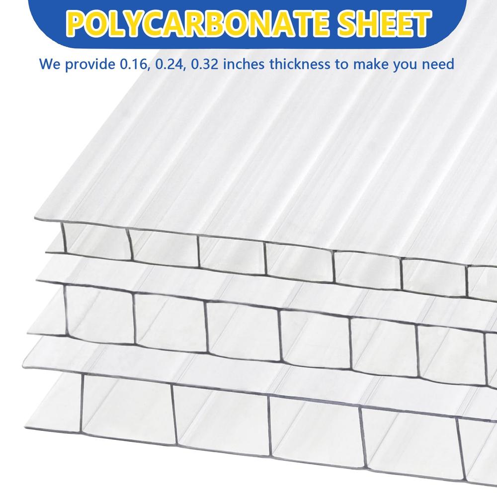 14 Pcs Clear Polycarbonate Greenhouse Panels Twin Wall Insulated Durable Weatherproof Easy Install DIY
