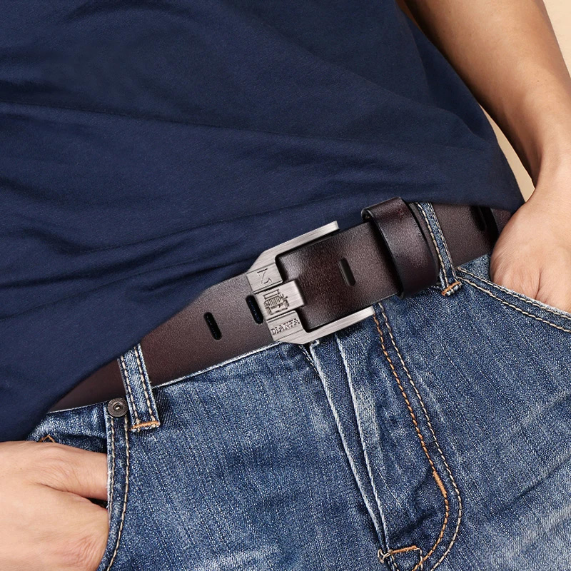 130CM Skórzany pasek męski ze skóry bydlęcej Moda Metalowa klamra ze stopu metali Luksusowa marka dżinsów dla dorosłych Biznesowy pasek męski w talii Marka