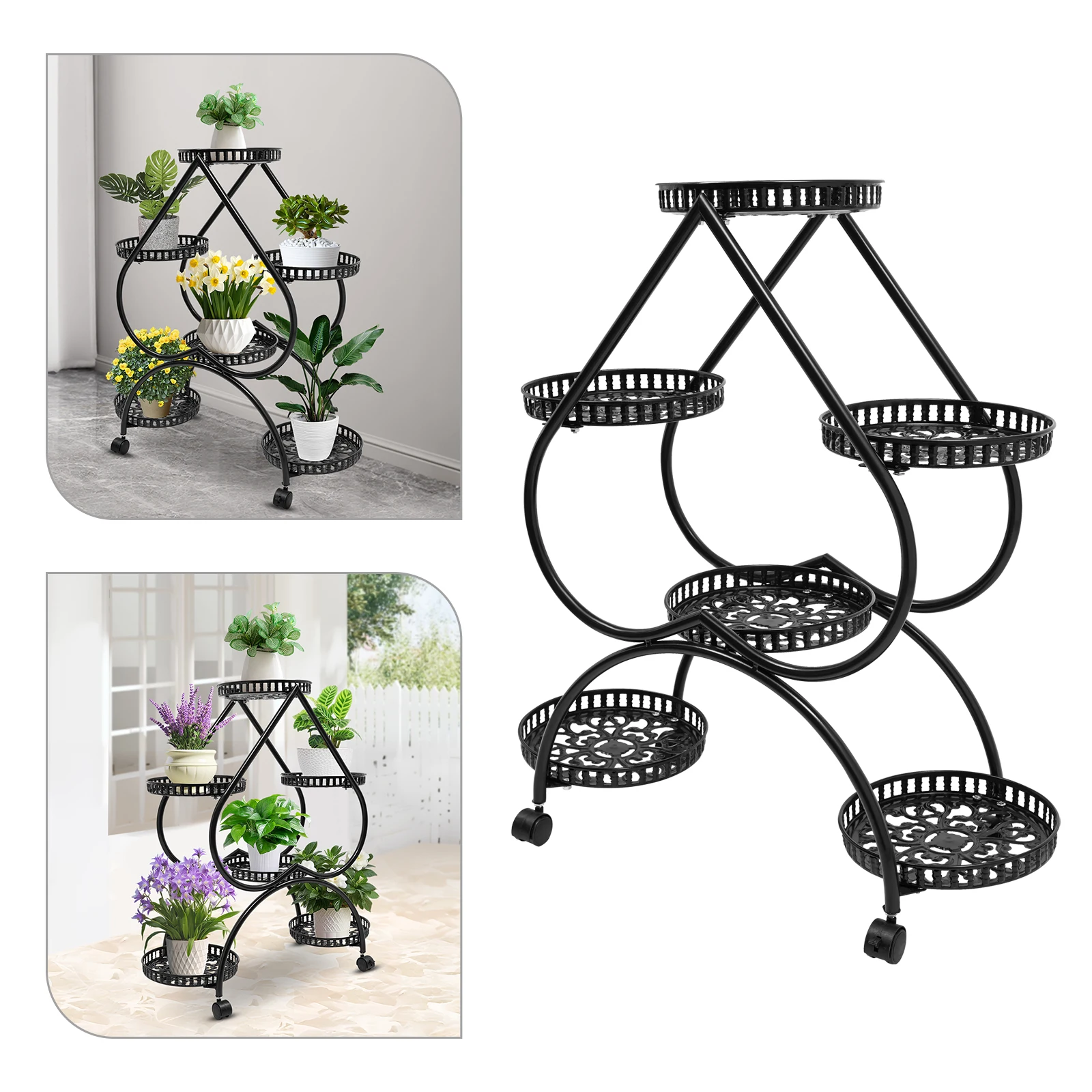 Supporto unico per vasi da fiori a forma di cuore – Design a 6 vassoi, layout sfalsato, perfetto per organizzare piante, eleganti ed eleganti