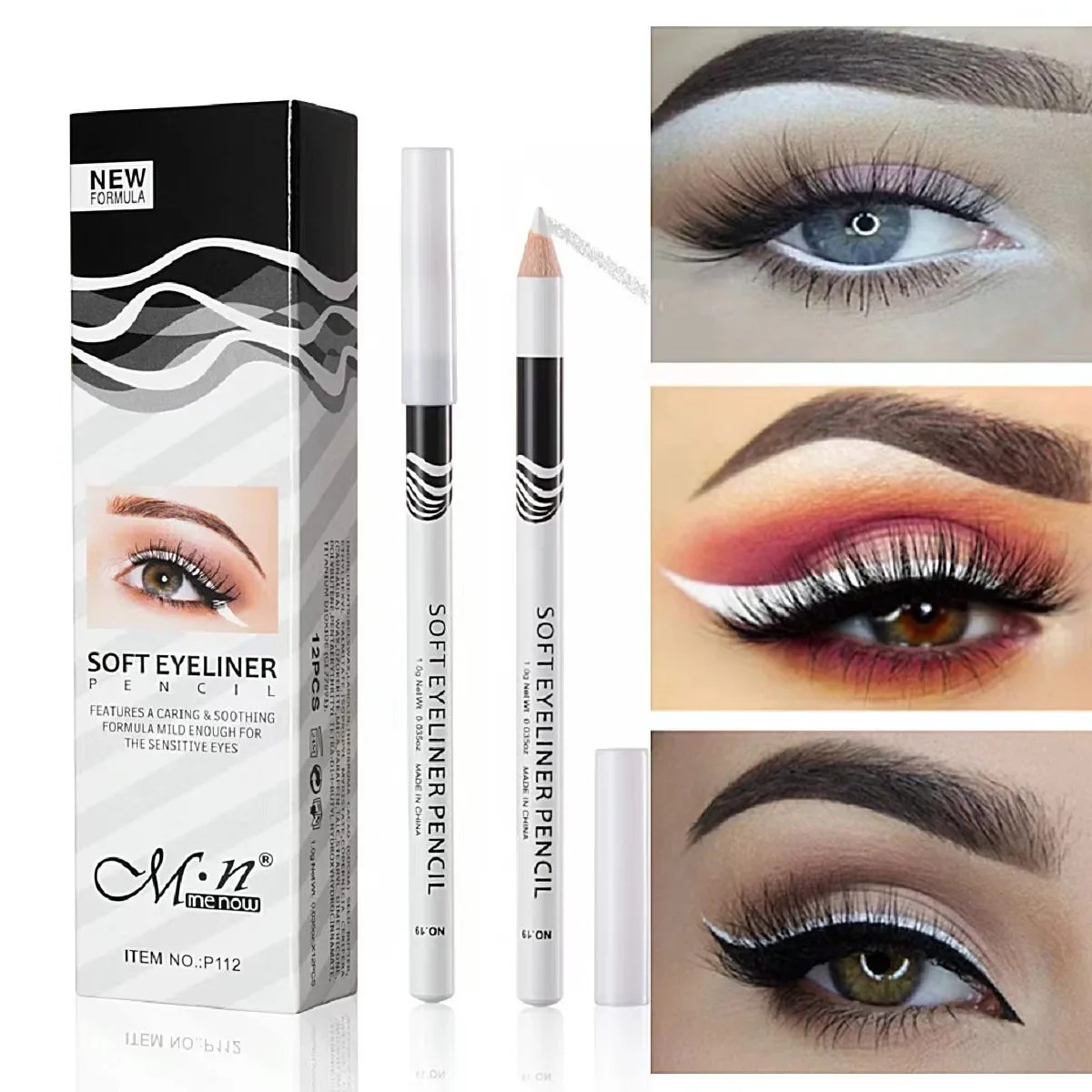 1 unidad de delineador de ojos blanco nuevo, maquillaje duradero, suave, fácil de usar, abrillantador de ojos, resistente al agua, delineador de ojos a la moda, lápices, herramientas de maquillaje de ojos