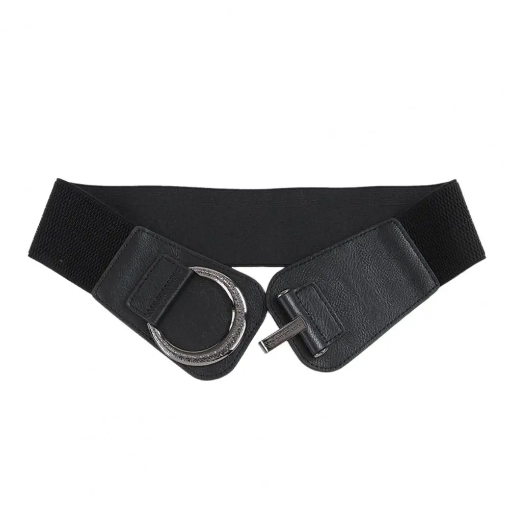 Adjustable Waistband for Women Black Elastic Waist Belt Elastic Corset Belt for Women Body Waistband with Metal Buckle Wide