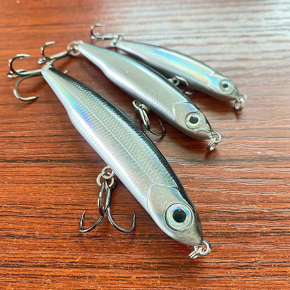 1 Uds. Señuelo de Pesca con lápiz que se hunde Wobblers 5cm 3,5g Mini plantilla de cebo duro de Metal Artificial ojos 3D Pesca aparejos de Pesca de trucha