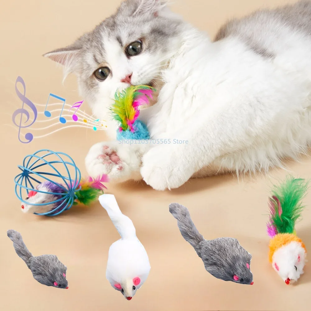 Игрушки для кошек с ложной мышью Игрушка для кошек с длинным хвостом Мыши из мягкого настоящего кроличьего меха Игрушка для кошек Плюшевая крыса Играющая жевательная игрушка Товары для домашних животных