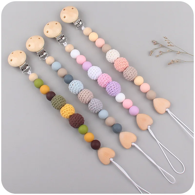 Baby Pacifierคลิปไม้Teethersสร้อยข้อมือลูกปัดซิลิโคนทารกSootheหัวนมTeethingของเล่นAnti-Lost Chainทารกแรกเกิด