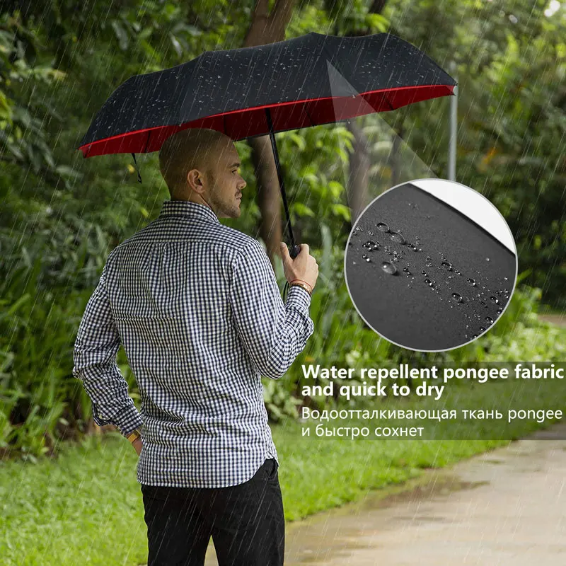 Windproof Double Layer ร่มกันฝนอัตโนมัติผู้ชายผู้หญิง 10K Strong Luxury ธุรกิจชายร่มขนาดใหญ่ Parasol