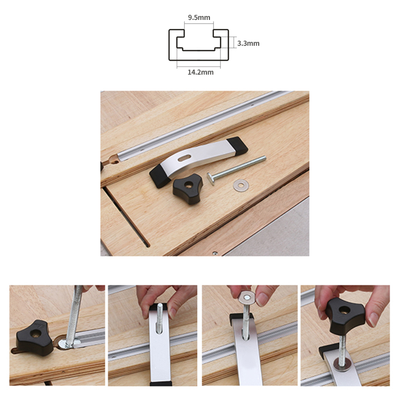 T-Track Hold Down Clamp Woodworking Chute Rail Table Saw Clamps High Strength Aluminum Alloy T Track CNC Router Clamp