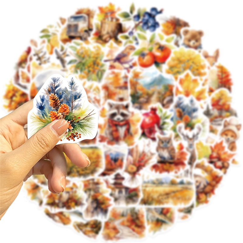 10/30/50PCS น่ารักฤดูใบไม้ร่วง Harvest ตกแต่ง Scrapbooking สีสัน PVC สติกเกอร์ความงามเครื่องเขียนอุปกรณ์โรงเรียนสําหรับเด็ก