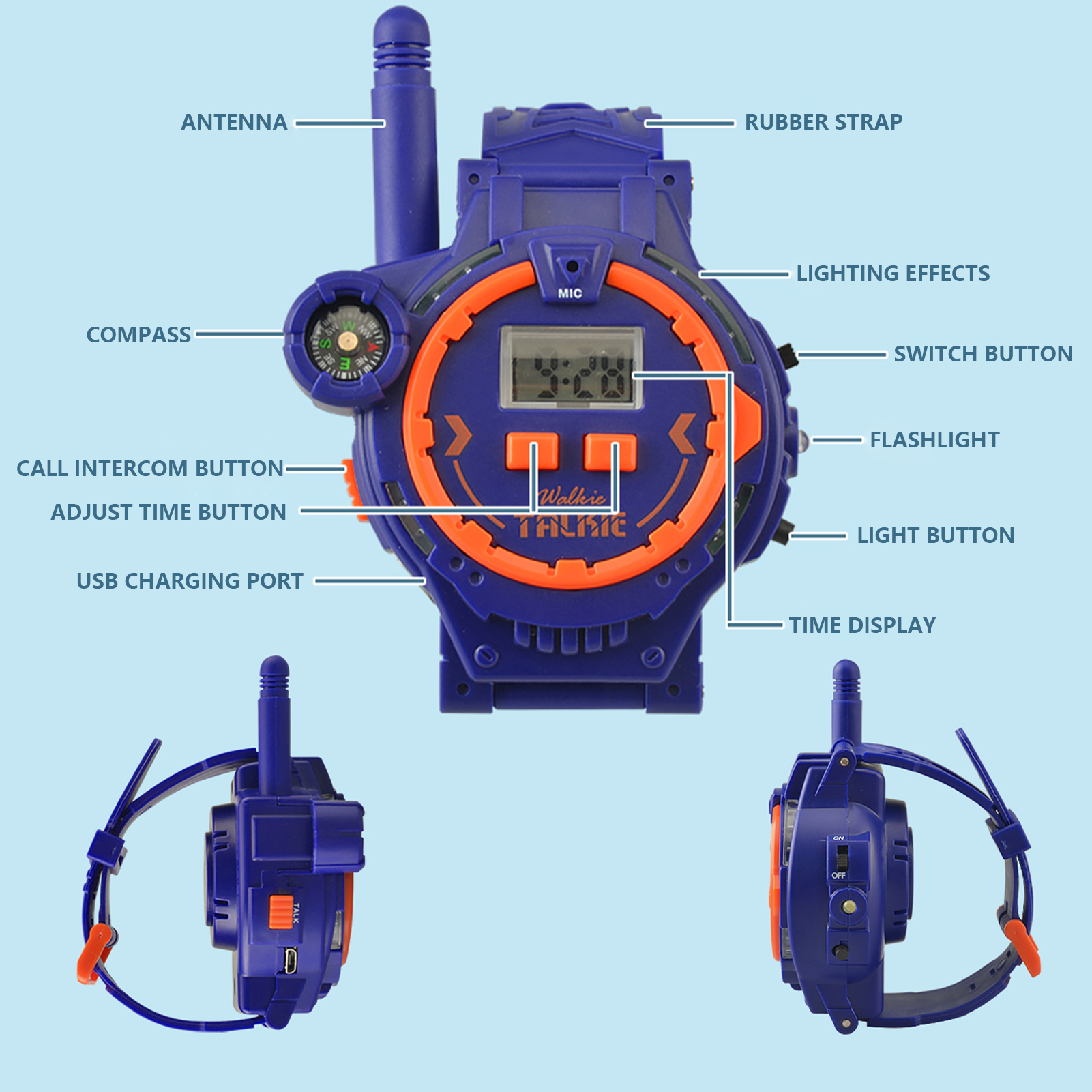 Walkie-talkie recargable para niños y niñas, walkie-talkie de dos vías, estilo Walky Talky