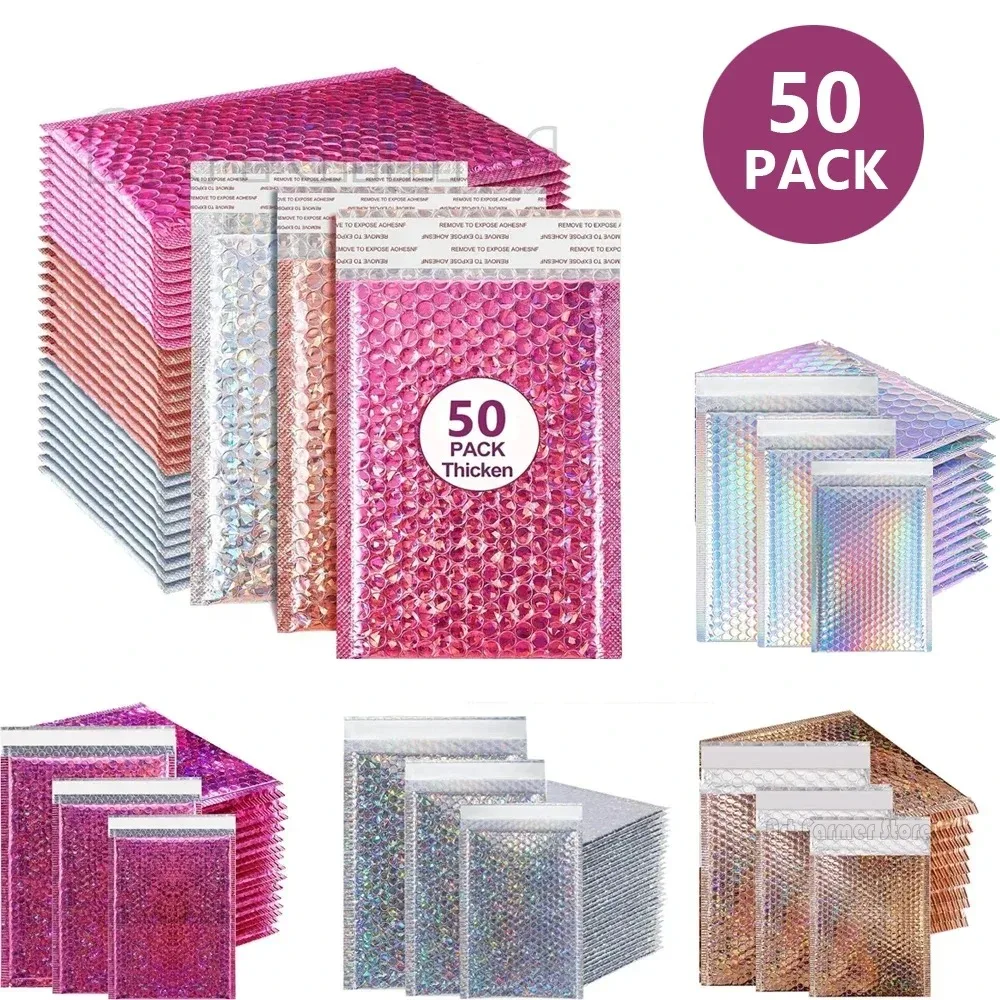 50 Stücke Lieferung Tasche Poly Mailing Kpop Verpackung Liefert Selbst Dichtung Blase Mailer Holographische Versand Taschen Kleine Unternehmen Kunststoff