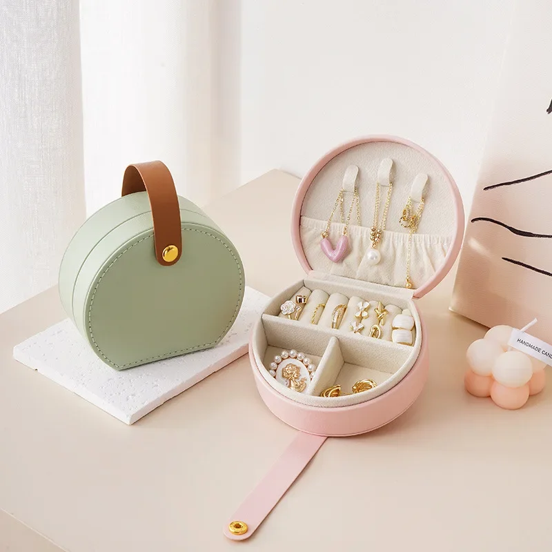 Mini Schmuck Organizer Display Reise Schmuck Fall Boxen Ohrringe Halskette Ring Tragbare Handtasche Schmuck Box Leder Lagerung