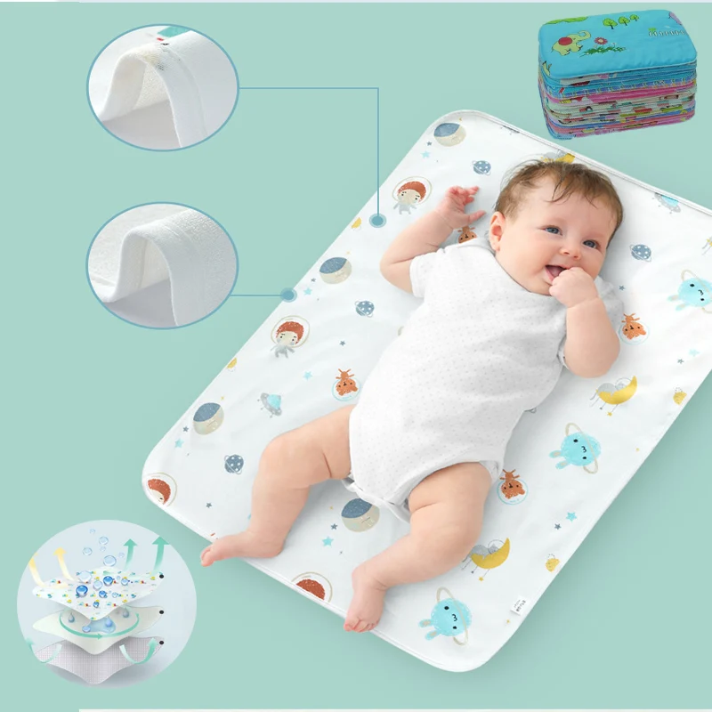 Fralda do bebê reutilizável à prova dwaterproof água algodão mudando almofada capa fralda do bebê colchão recém-nascido impressão mudando esteira chão jogar esteiras 0-3y