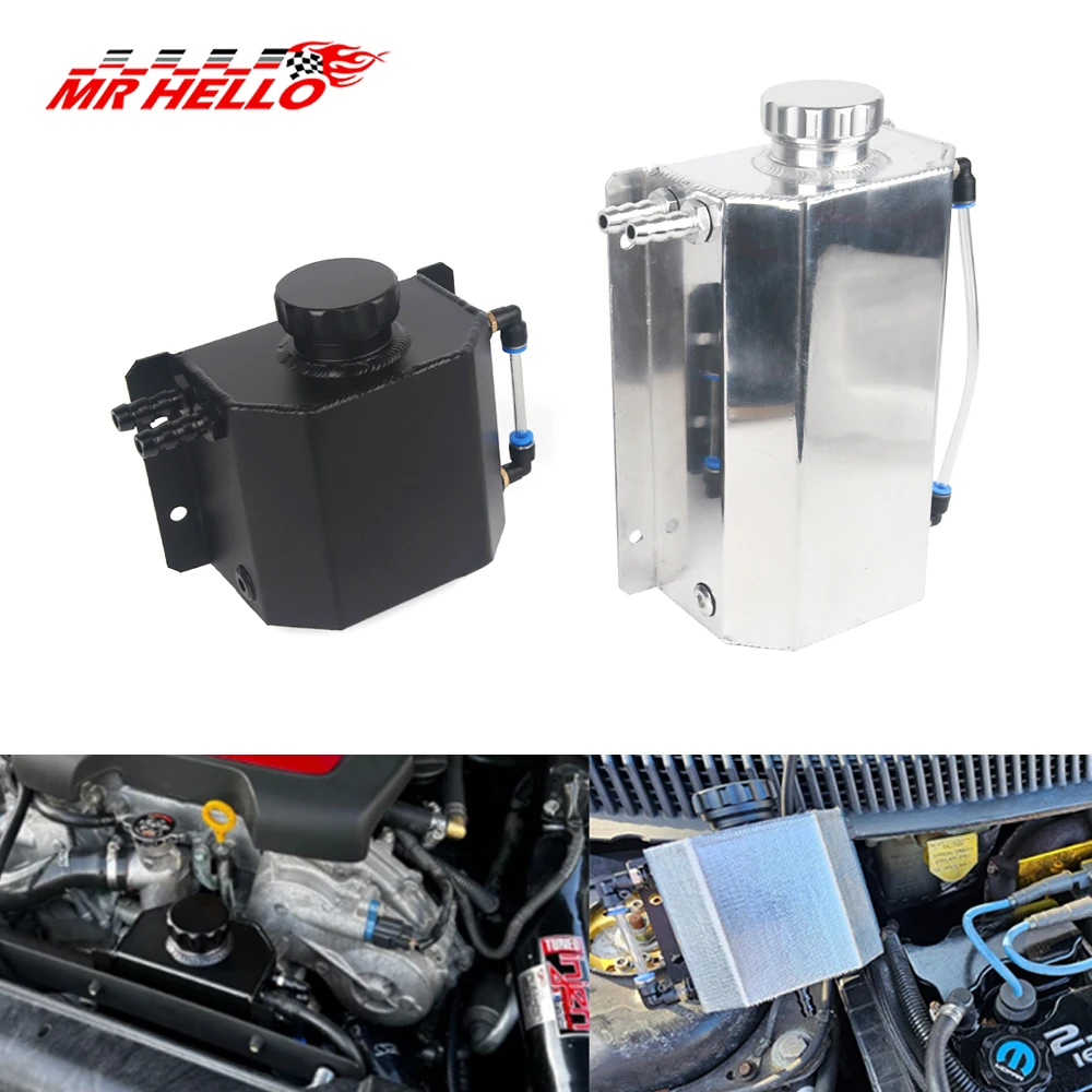 Universal 1L/2L Aluminium Öl Catch Kann Reservoir Tank Motor Kühlmittel Kühler Überlauf Öl Kraftstoff Tank Mit Ablauf Stecker entlüftung
