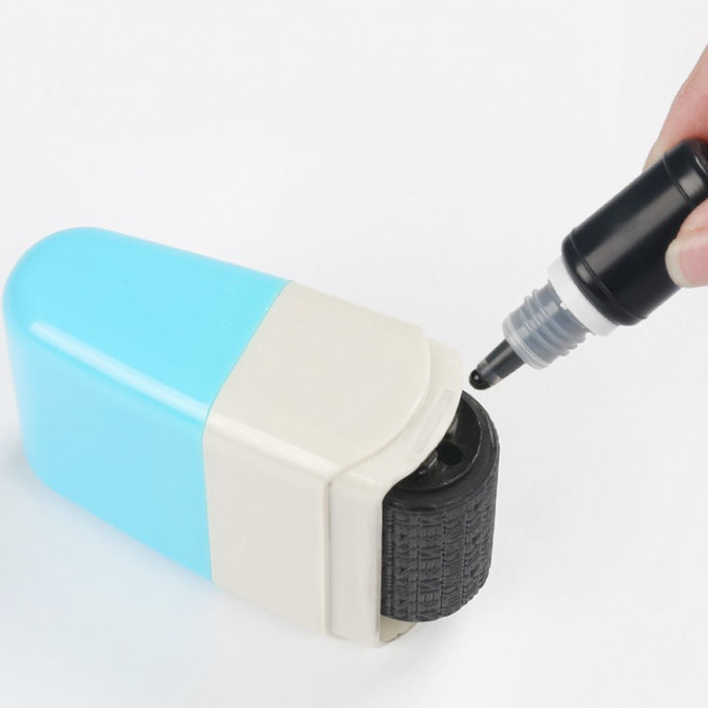 Rollen Vertrauliches verstümmeltes Siegel Typ Privatsphäre Informationen Anti-Leckage-Werkzeug Stempel Scrollrad Himmelblauer Kunststoff