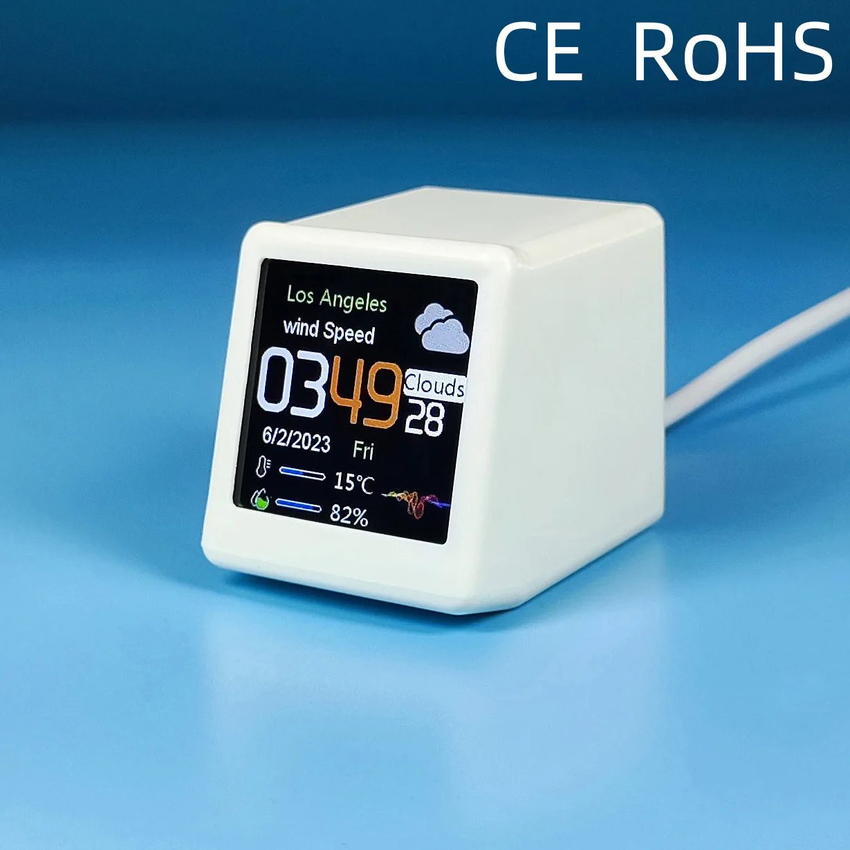 Super coole Mini-WiFi-Desktop-Wetter-Digitaluhr mit IPS-LCD-Bildschirm, Gadget zur Dekoration