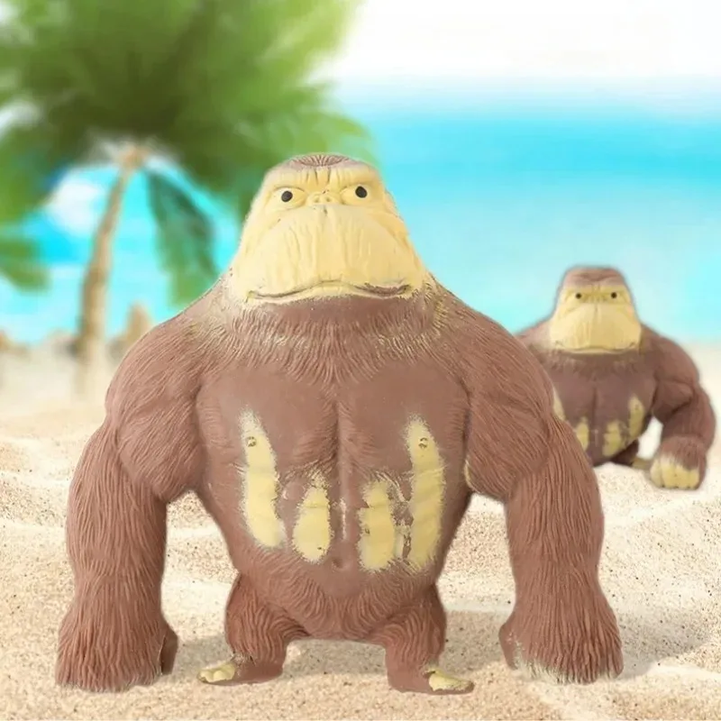 Cute Gorilla Figurines Humorous Expression Monkey Statues Stretchable Squeeze Animal Figure Office Ornament Home Decoration