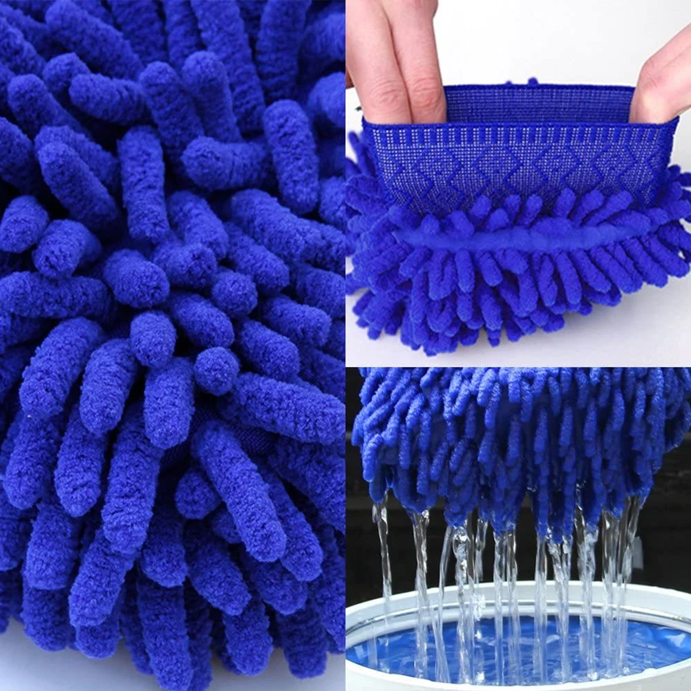 Microfiber Car Wash Dubbelzijdige Chenille Autohandschoenen Ultraabsorberende wassing Super dikke dichtheid Spons Kras Autoreiniging