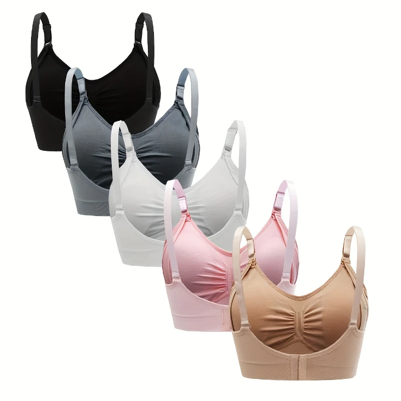 5-delige hoge kwaliteit plus size voedingsbeha ademend vrouwen borstvoeding ondergoed naadloze zwangerschapsbeha push-up