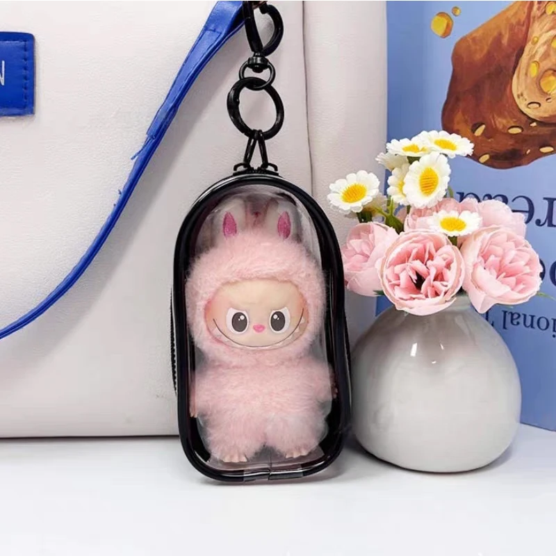 Transparent Protector For Labubu V4 Series Dolls Protective Case Dustproof Cover Organizer Box For Labubu Doll Accessories Bag