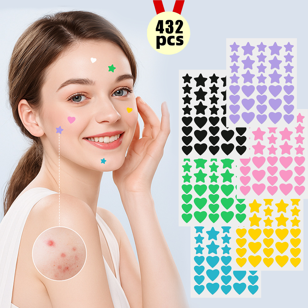 432 Colorful PE Pimple Patches Cute Star Shaped Pimple Cover Sticker Invisible Pimple Cover Removal Pimple Patch