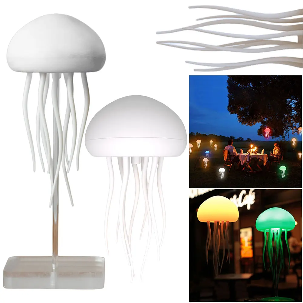 Luz de noche de medusas de dibujos animados, lámpara de mesita de noche con gradiente RGB, Linda Medusa, Control de voz, carga tipo C, LED