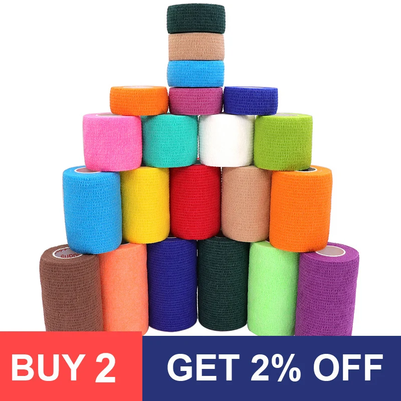 Vendaje deportivo autoadhesivo, vendajes elásticos transpirables para fijación deportiva, vendaje no tejido para dedo, muñeca y pierna, 2,5/5/10cm, 1 rollo