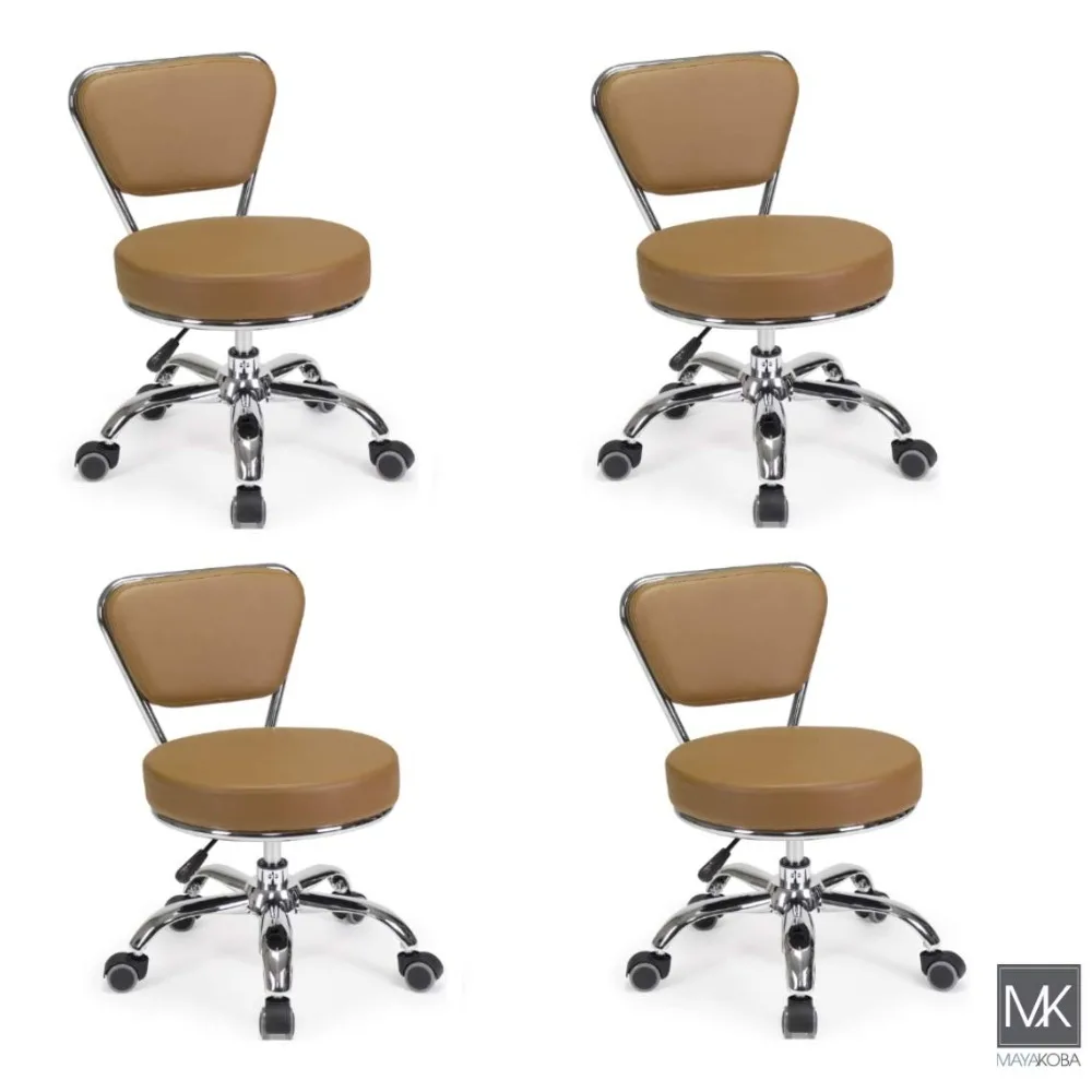 Set of 4 Dayton Pedicure Stool (Cappuccino) Pneumatic, Adjustable Height, Perfect for Nail Salon, Pedicure spa