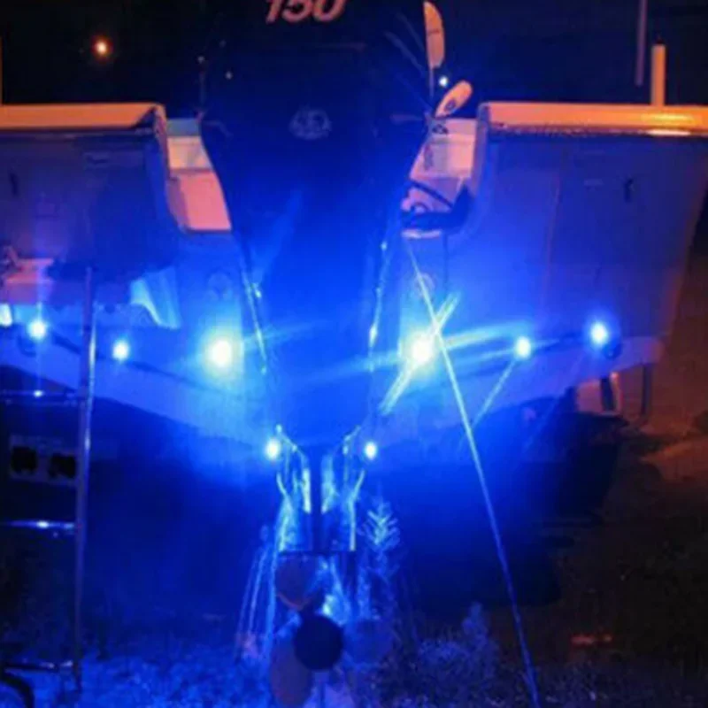 ボートまたはプール用の4つのライトユニット,外部制御付きボートライト,防水,12V,収納付き,埋め込み式トレーラー用