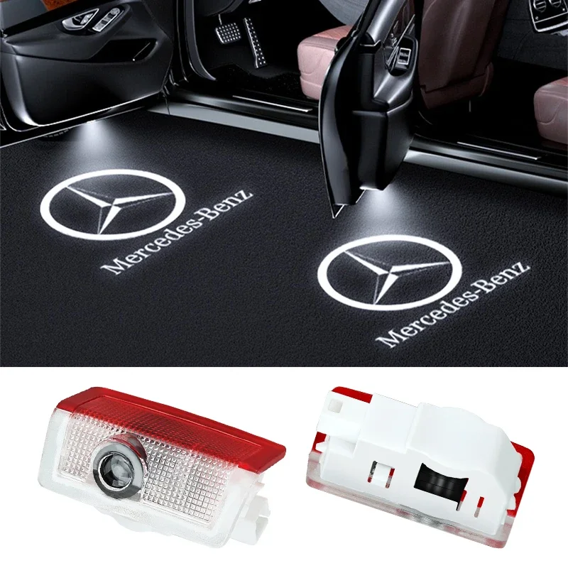 2 stücke Autotür Willkommen licht Logo Emblem für Mercedes Benz A C E GLC GLA GLE GLB Klasse W177 W205 W212 W213 x253 x156 W166 x247