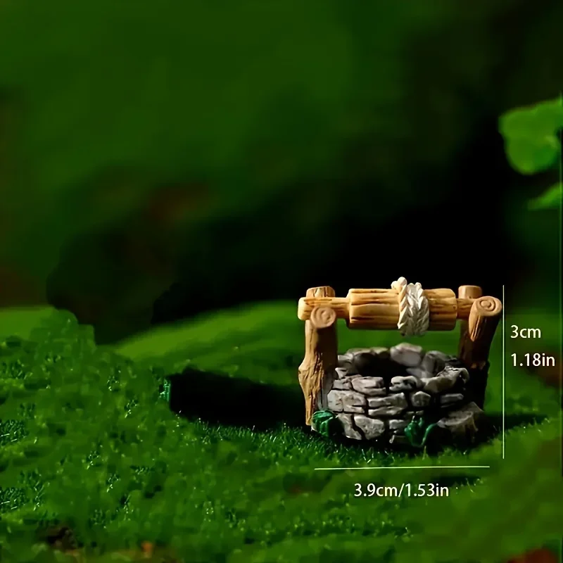 Una statua in miniatura del pozzo del paese delle meraviglie - Collezione in resina fatta a mano con micro decorazione paesaggistica