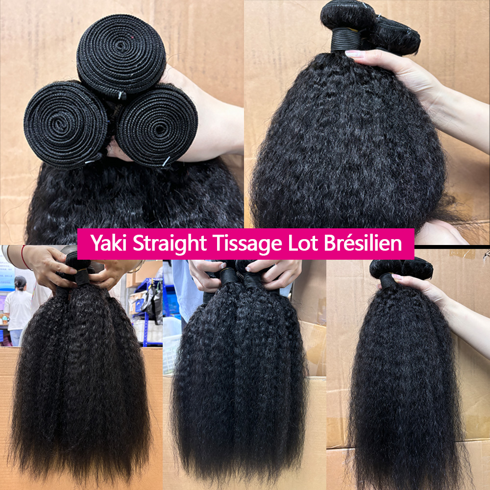 12A Kinky Straight Tissage Humain Haïr 20 22 24 Tissage Lot Brésilien Yaki Straight 100 Humain Hair Tissage Kinky Straight Meche Bresilienne Cheveux Humain Kinky Tissage Bouclé Cheveux Humain Livraison 3 Jours France