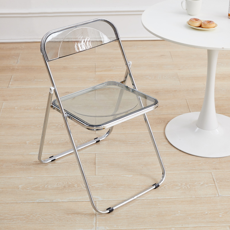 Fashion Acrylic transparent folding chair restaurant household dining chairs Office folding chair Folding stool