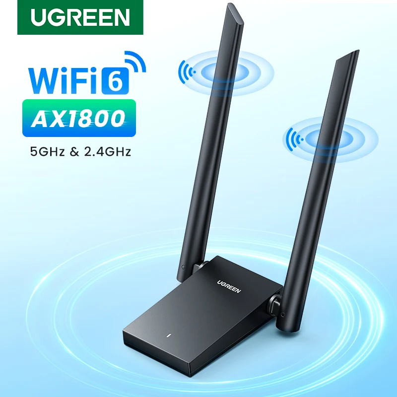 UGREEN-adaptador WiFi AX1800 para PC y ordenador portátil, dispositivo con antena USB 3,0, 5G y 2,4G, receptor de red Ethernet