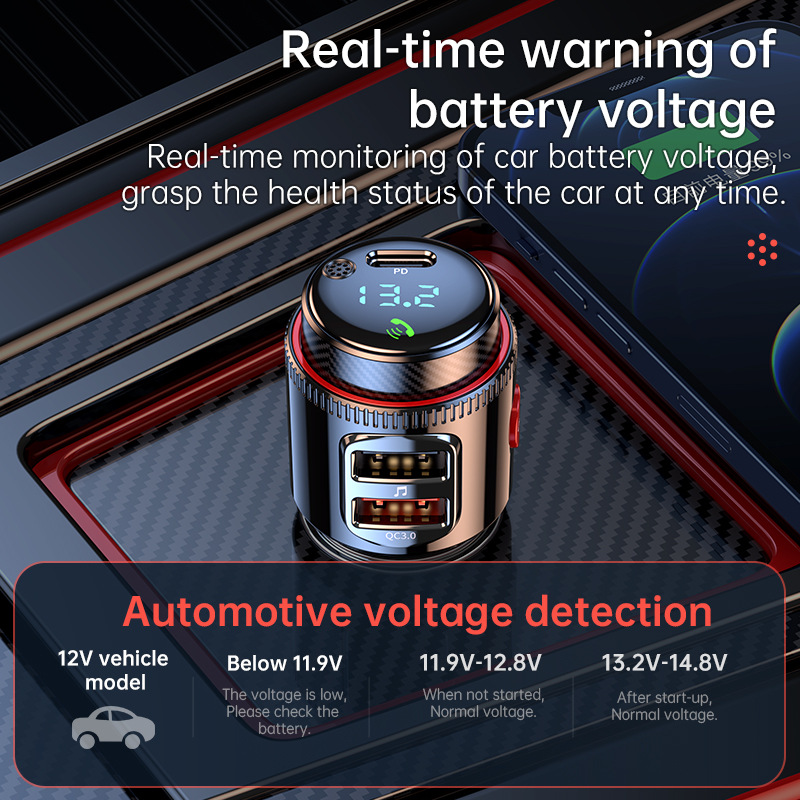 VR Robot PD30W+QC 3.0 Bluetooth 5.4 Автомобильный MP3-плеер FM-передатчик Беспроводная громкая связь U Disk Play USB Автомобильный адаптер для быстрой зарядки
