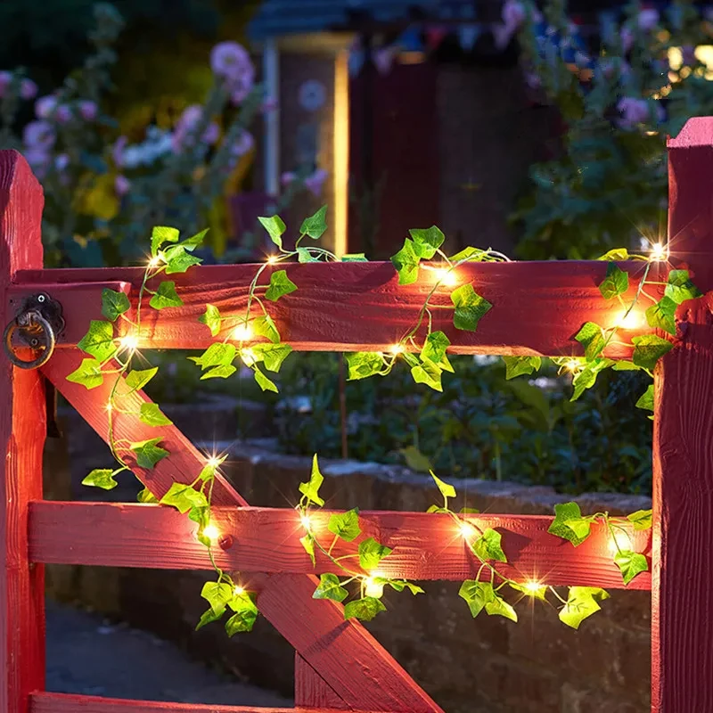 12/10/2m Falso Foglia Verde Ivy Vite con Luci A LED Casa Arredamento Camera Da Letto Matrimonio Incandescente Pianta Artificiale Ghirlanda Complementi Arredo Casa