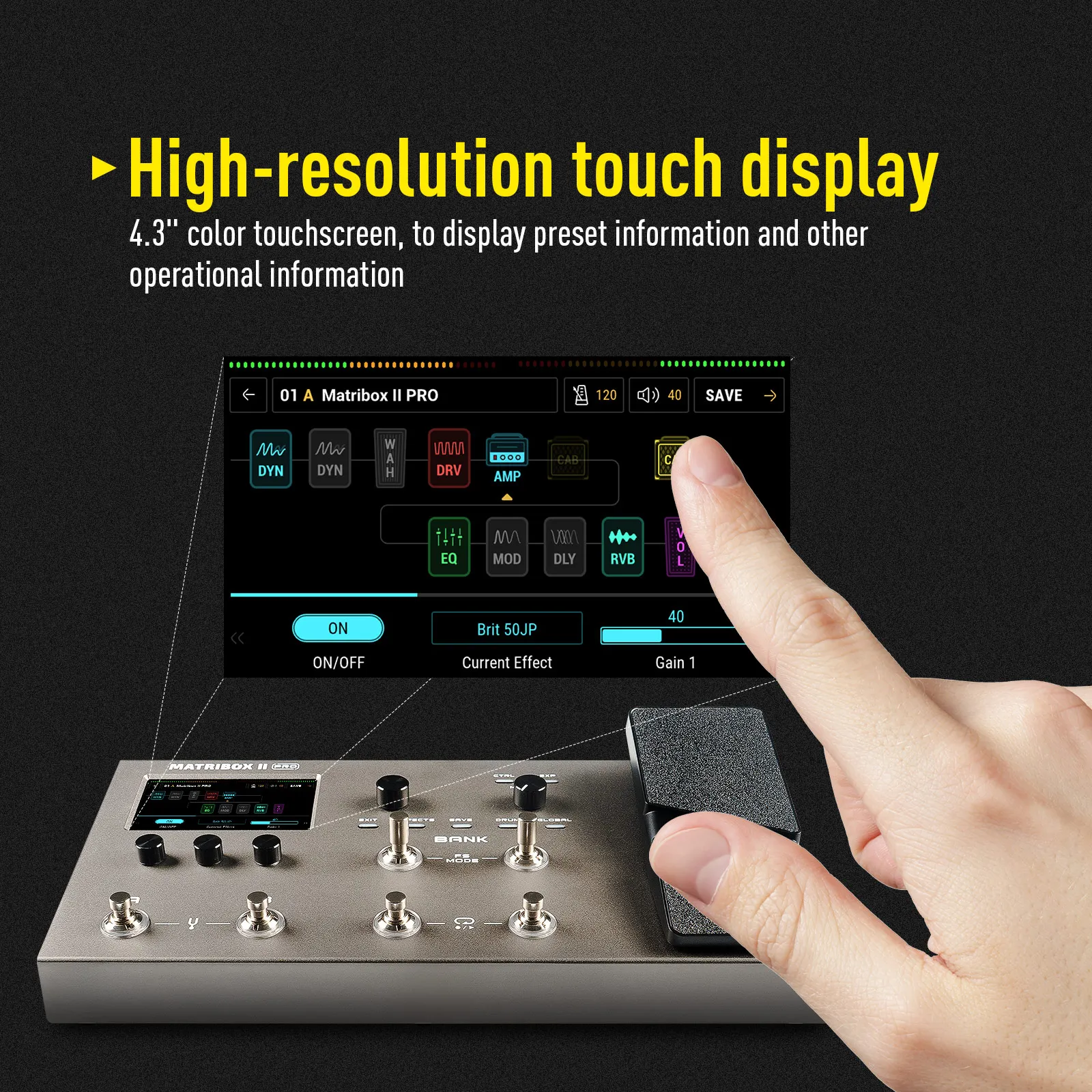 SONICAKE Matribox II Pro 4.3“ colorful touch screen Guitar Bass Amp Modeling IR Multi-Effects with Expression Pedal FX Loop MIDI