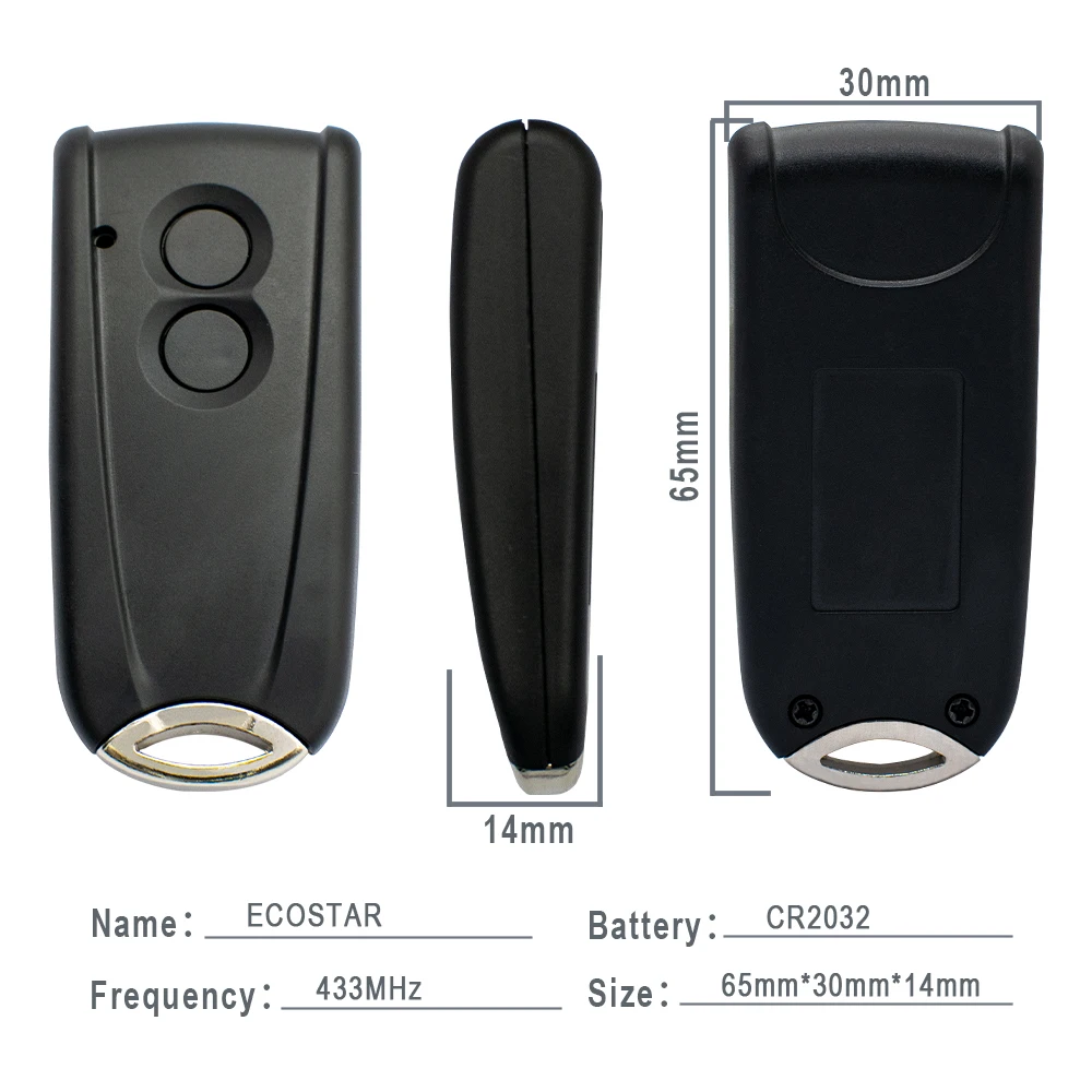 Ecostar RSC2-433 Telecomando per porta garage compatibile con Hormann Ecostar RSC2 RSE2 RSZ1 Trasmettitore Rolling Code 433,92 MHz