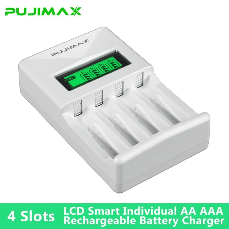 PUJIAMX AA/AAA Rechargeable Battery Charger LCD Display Portable Adapter USB Cable TypeC Batteries Interface Fast Charging Tool