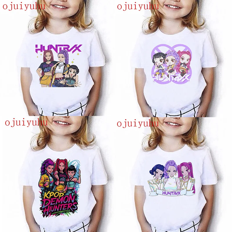 Kawaii Hip Hop Children Kids T-shirt KPop Demon Hunters Funny Fans Tshirt KPop Demon Hunters Clothes Boys Girls Tee Top Unisex