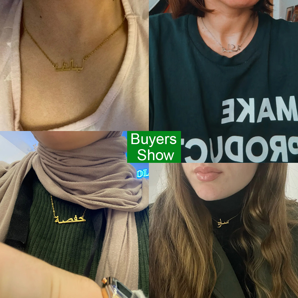 collar nombre personalizado, collar acero inoxidable collar personalizado mujer Collar personalizado con nombre árabe para mujeres y hombres, gargantillas de acero inoxidable, colgantes, joyería