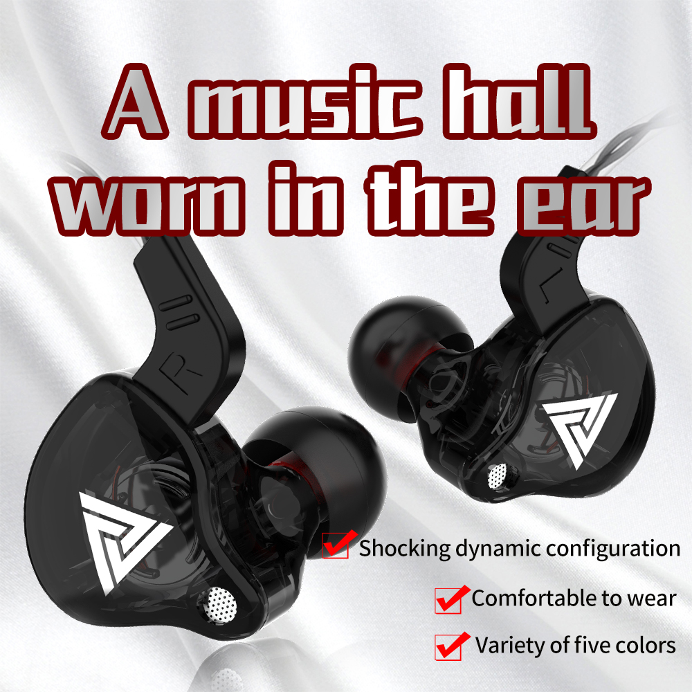 Original qkz ak6 no ouvido fone de ouvido 6 unidade driver dinâmico fone com microfone estéreo esportes alta fidelidade subwoofer fone monitor fones