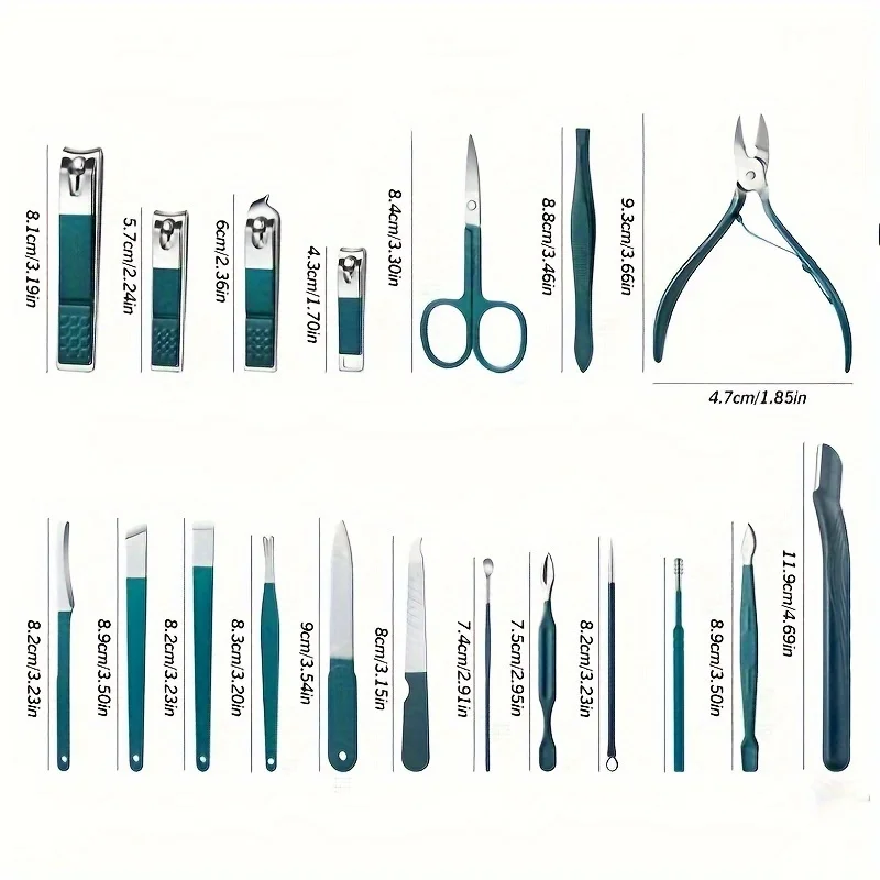 Kit profissional de cuidados com as unhas, 7-18 peças, aço inoxidável, manicure e pedicure, conjunto com estojo de viagem para aliciamento em movimento