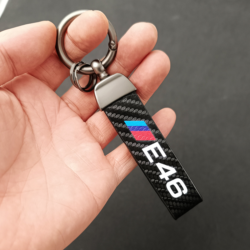LLavero de cuero y carbono 2024, llavero con logotipo para BMW E49 E90 E91 E92 E39 E30 E36 E60 E61 E87 M, accesorios deportivos