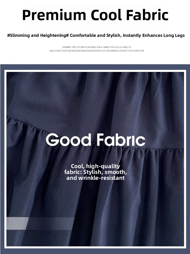 Versatile High Waist Midi Skirt for Women Summer Vintage A-Line Umbrella Skirt Prevents Exposure in Blue Color Commute Sle