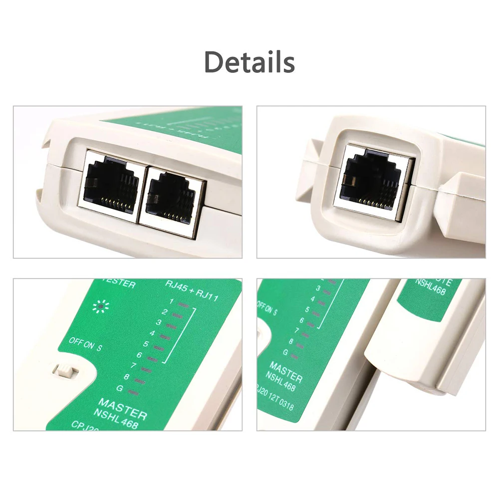 AMPCOM เครื่องทดสอบสายเคเบิลเครือข่าย RJ45 Ethernet เครื่องทดสอบสายเคเบิล Lan เครื่องมือทดสอบสําหรับ Cat5 Cat6 CAT7 8P 6P สาย LAN และ RJ11 สายโทรศัพท์
