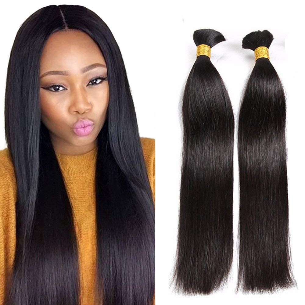 Massa de cabelo humano para trança em linha reta cabelo humano virgem brasileiro em massa sem trama para tranças em linha reta cabelo humano em massa natural preto