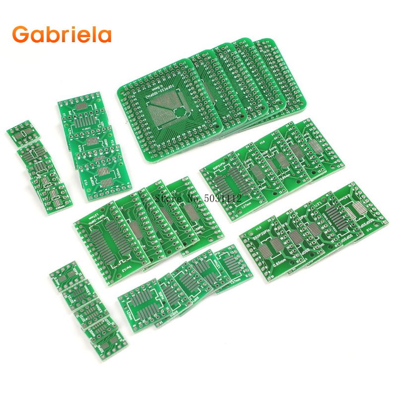 8Types 40pcs PCB Proto Boards SMD to DIP Adapter Plate Converter TQFP (32 44 48 64 84 100) SOP SSOP TSSOP 8 10 14 16 20 23 24 28
