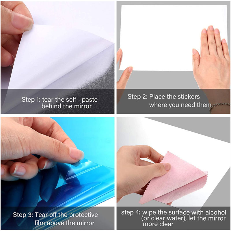 Folhas flexíveis de espelho 3D auto-adesivas, espelhos sem vidro, adesivos de parede removíveis, decoração de quarto e quarto, 8 PCs, 12PCs