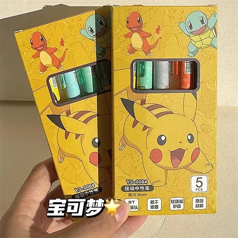 ชุดปากกาโปเกมอน 5 ชิ้น ลายปิกาจู สควิร์เทิล ชาร์แมนเดอร์ ปากกาเจลกดลายการ์ตูนน่ารัก อุปกรณ์การเรียน อุปกรณ์สำนักงาน ของขวัญสำหรับเด็ก