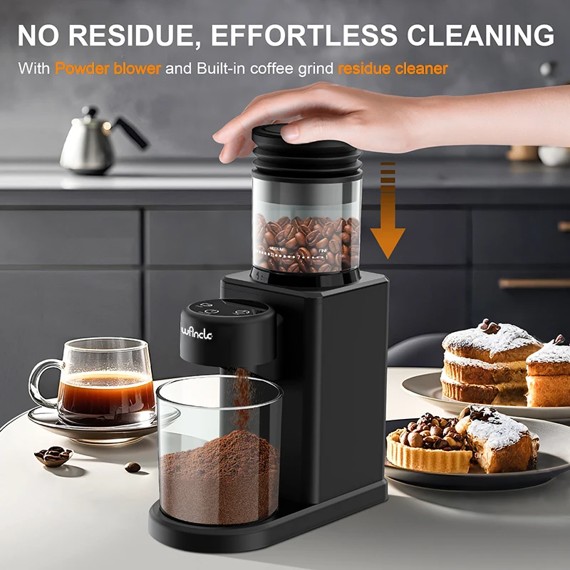 Electric Conical Burr Grinder Coffee Bean Grinder with 25 Grind Setting for French Espresso Touchscreen Dual Modes Grinding